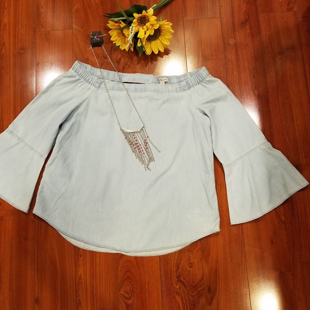 🛍Calvin Klein Jeans Off the Shoulder Blouse Med - Picture 5 of 8